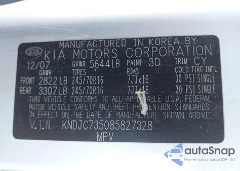 2008 Kia Sorento Lx из США, поврежденный, VIN KNDJC735085827328